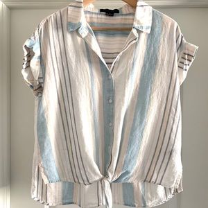 Sanctuary Linen Blend Tie Front top